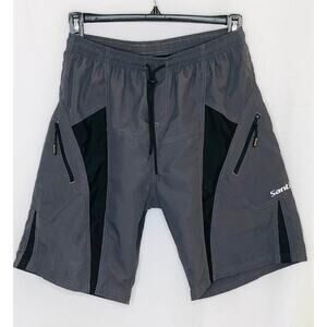 Santic padded nylon biking cycle shorts grey black men's size large